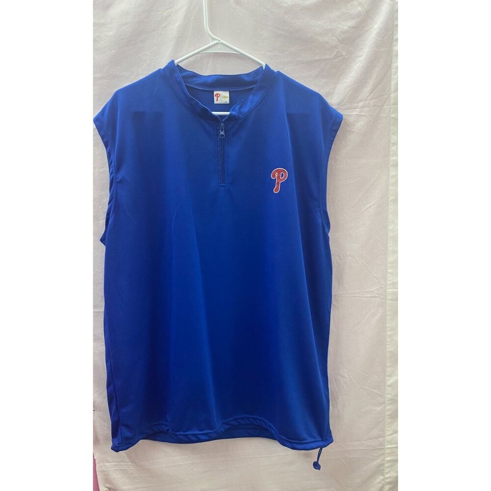 Philadelphia Phillies Chevrolet Men's  XXL Blue 1/4 Zip Sleeveless Vest/Shirt